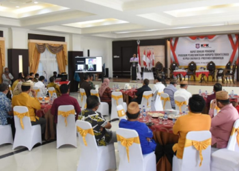 Suasana Rapat Koordinasi dengar pendapat dalam rangka program pemberantasan korupsi terintegrasi di wilayah Pemerintah Provinsi (Pemprov) Gorontalo, Kamis (19/5/2022), yang dihadiri oleh Pimpinan Komisi Pemberantasan Korupsi (KPK) RI Lili Pintauli Siregar.  (Foto: Salman)