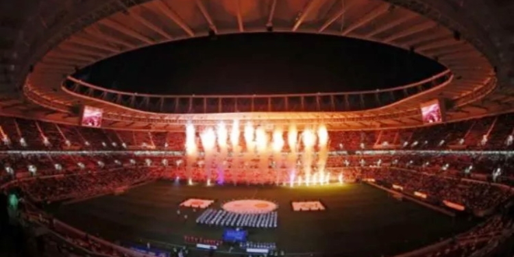 Salah satu venue Piala Dunia 2022 Qatar, Ahmad bin Ali Stadium. [Karim JAAFAR / AFP/Suara com]