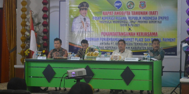 Rapat Anggota Tahunan (RAT) Pusat Koperasi Pegawai Republik Indonesia (PKPRI) "Huyula Momongu Lipu" Provinsi Gorontalo Tahun Buku 2021. (Foto: Putra/Gopos)