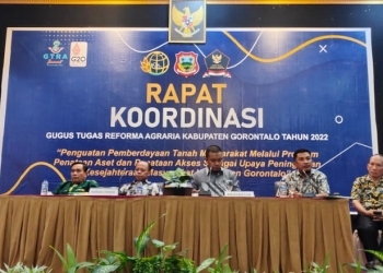 Rapat Koordinasi (Rakor) Gugus Tugas Reforma Agraria Kabupaten Gorontao di Qrand Q Kota Gorontalo, Selasa (14/06/2022). (Foto: Humas Perkim Kabupaten Gorontalo)