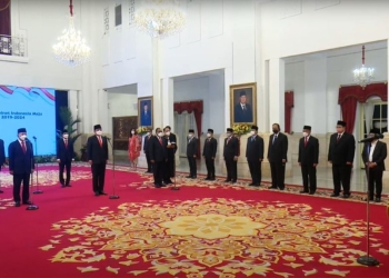 Pelantikan Menteri Perdagangan bersama Menteri ATR dan tiga wakil menteri oleh Presiden Joko Widodo, Rabu (15/6/2022). (Setkab RI)