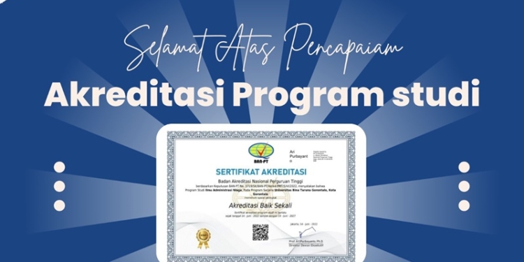 Prodi Ilmu Administrasi Niaga, Fakultas Administrasi dan Ilmu Sosial, UNBITA Gorontalo meraih akreditasi baik sekali dari BAN-PT (istimewa)