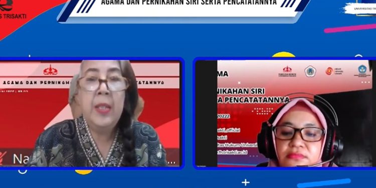 Webinar agama dan pernikahan siri serta pencatatannya, yang diselenggarakan FH Trisakti berkolaborasi dengan FH UNG  Sabtu (18/6/2022) (istimewa)