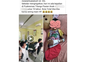 Warganet Gorontalo kembali dihebohkan dengan beredarnya video seorang anak yang disebutkan mengalami kebutaan usai bermain handphone (HP).