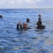 Wakil Menteri Lingkungan Hidup dan Kehutanan, Alue Dohong bersama rombongan saat menikmati keindahan Wisata Taman Laut Olele di Desa Olele, Kecamatan Kabila Bone, Kamis (28/7/2022). (Foto Irul/Diskominfo)
