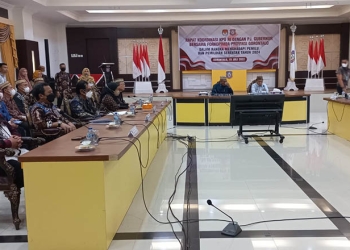 Rapat Koordinasi KPU RI bersama Penjabat Gubernur Gorontalo dan Forkopimda Provinsi Gorontalo, Jumat (15/7/2022). (hasan/gopos)
