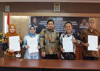 Penandatanganan Kontrak Hibah Penelitian dan Pengabdian Masyarakat Tahun Anggaran 2022 antara LLDIKTI Wilayah XVI dengan Pimpinan Perguruan Tinggi Swasta (PTS), Kamis (7/7/2022) (istimewa)