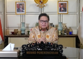 Menteri Koordinator Bidang Perekonomian Airlangga Hartarto hadir secara virtual dalam sesi Leaders Insight pada Festival Ekonomi Keuangan Digital Indonesia (FEKDI) 2022, Jumat (15/07).