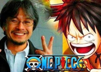 Eiichiro Oda dan Luffy (tokoh utama di serial One Piece). (Fyine/Purwokerto.id)