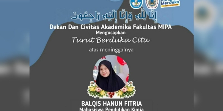 Cerita Dosen Pembimbing Sesaat Sebelum Balqis Hembuskan Napas Terakhir.
