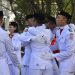 Paskibraka Bone Bolango sukses membentangkan dan mengibarkan bendera merah putih pada peringatan HUT ke-77 Kemerdekaan Republik Indonesia tingkat Kabupaten Bone Bolango di halaman Kantor Bupati, Rabu (17/8/2022). (Foto AKP/Diskominfo)