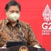 Menteri Koordinator Bidang Perekonomian Airlangga Hartarto dalam Keterangan Pers usai Rapat Internal Terbatas terkait Peningkatan Produksi dan Ekspor Jagung di Istana Negara, Jakarta, Senin (1/08).