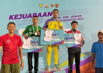 Atlet atletik Gorontalo, Moh. Hadring Mahdang peraih medali emas pada ajang kejuaraan Nasional atletik tahun 2022 di Semarang, foto : istimewa