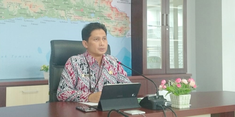 Kepala BPS Provinsi Gorontalo, Mukhamad Mukhanif memberikan keterangan saat rilisi pertumbuhan ekonomi Gorontalo, Jumat (5/8/2022) (muhajir/gopos)