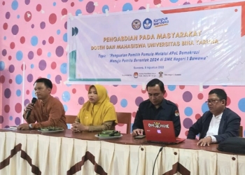 Sosialisasi kepemiluan yang diselenggarakan oleh UNBITA di SMKN 1 Suwawa Gorontalo sebagai bentuk pengabdian kepada masyarakat, Selasa (9/8/2022) (istimewa)