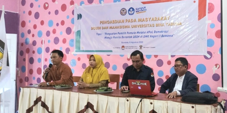 Sosialisasi kepemiluan yang diselenggarakan oleh UNBITA di SMKN 1 Suwawa Gorontalo sebagai bentuk pengabdian kepada masyarakat, Selasa (9/8/2022) (istimewa)