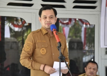 Wakil Wali Kota Gorontalo, Ryan Kono memberikan sambutan pada pencanangan Kampung Pancasila di Kelurahan Limba U Dua, Kota Selatan, Kota Gorontalo, Senin (15/8/2022) (istimewa)