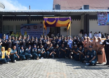 Insan perhubungan Provinsi Gorontalo saat memperingati hari perhubungan nasional tingkat Provinsi Gorontalo, Senin (19/9/2022).