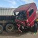 Kecelakaan truk kontainer yang terjadi di Desa Putiana, Kecamatan Anggrek, Gorontalo Utara.