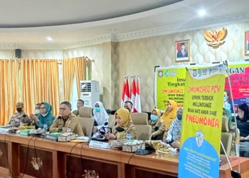 Rapat koordinasi, dan pencanangan imunisasi pneumococus (PCV) Tingkat Provinsi Gorontalo, di Kantor Gubernur Gorontalo, Senin (12/9/2022). (Foto: Sari/gopos)