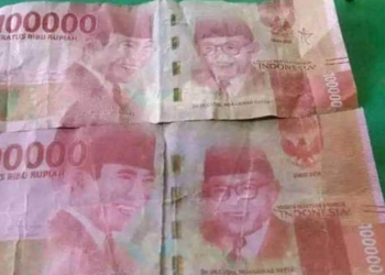 Uang Palsu Diunggah Oleh Salah Satu Warga Desa Butungale, Kecamatan Popayato Barat, Pohuwato, Menjadi Korban Uang Palsu, (Istimewa)