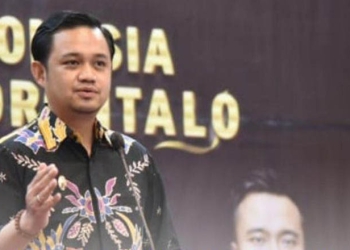 Wakil Wali Kota Gorontalo, Ryan Kono, saat menghadiri pelantikan dan Rakerda HIPMI PT Gorontalo.
