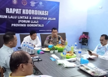 Rapat koordinasi forum lalu lintas dan angkutan jalan Provinsi Gorontalo, Kamis (15/9/2022). (sari/gopos)