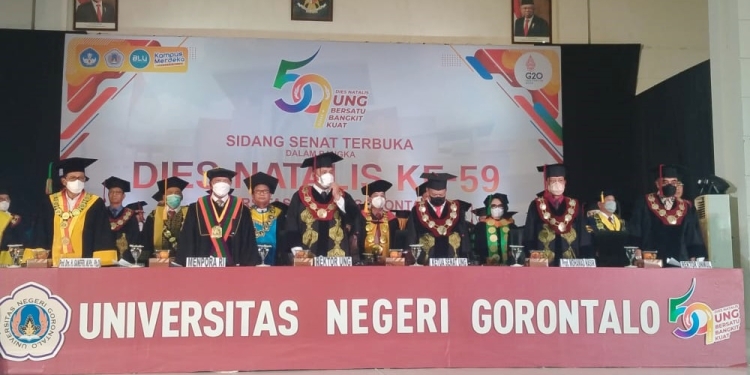 Sidang Senat Terbuka dalam rangka Dies Natalis Ke-59 UNG, Jumat (16/9/2022) (muhajir/gopos)