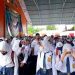 Bupati Hamim Pou saat menjadi pembina sekaligus memberikan sambutan pada apel perdana tahun ajaran baru 2022-2023, di SMPN 1 Tapa, Senin (18/7/2022). (Foto Indra/Gopos)