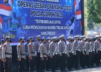 Apel Gelar Pasukan di Lapangan Upacara Markas Polda Gorontalo, Senin (3/9/2022). (Humas Polda Gorontalo)