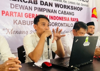 Rapat Kerja Cabang (Rakercab) Partai Gerindra Kabupaten Gorontalo mengemukakan 12 nama calon kandidat Kepala Daerah Kabupaten Gorontalo, Kamis (06/10/2022), di Kantor Sekretariat DPC GERINDRA Kabupaten Gorontalo, Dutulanaa, Limboto. (istimewa)