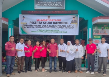 Pemerintah Desa Kanonang Satu, Kecamatan Kawankoan Barat, Kabupaten Minahasa melakukan studi tiru pada Pemerintah Desa Pilohayanga terkait pelayanan berbasis digital.