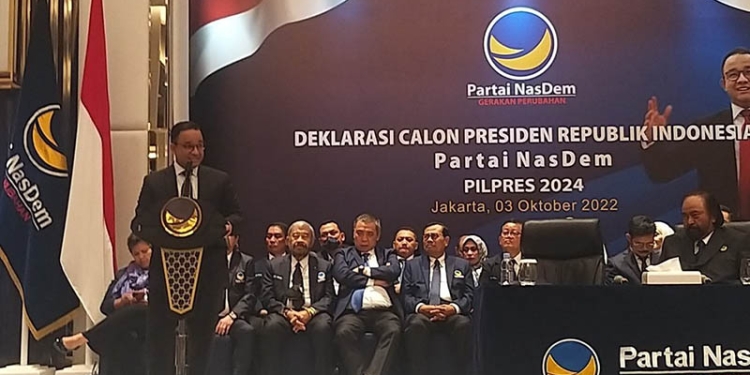 Anies Baswedan saat deklrasi Capres oleh Partai NasDem.