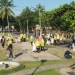 Karyawan PT. PETS dan PT. GSM bersama DLH Pohuwato menggelar aksi bersih-bersih di Pantai Pohon Cinta, Sabtu (1/10/2022).(Yusuf/gopos)