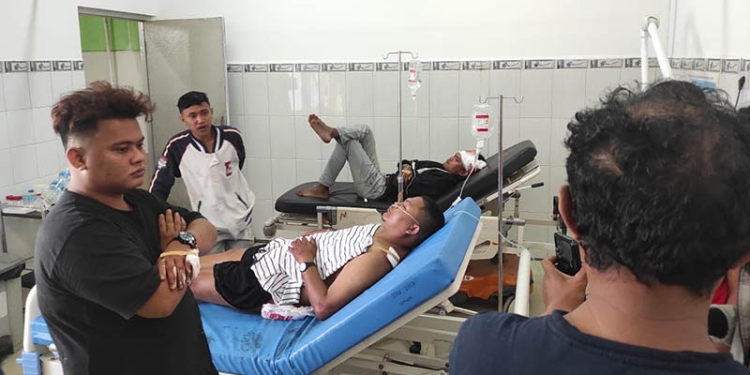 Tiga korban luka akibat terkena sabetan dan tikaman senjata tajam di Kafe Leato, Kecamatan Dumbo Raya, Kota Gorontalo menjalani perawatan di RS Aloei Saboe Kota Gorontalo, Rabu (5/10/2022). (istimewa)