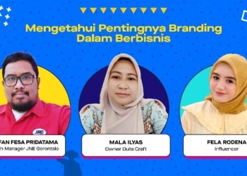 Narasumber pada webinar pentingnya branding dalam bisnis yang diselenggarakan oleh JNE Gorontalo, Senin (3/10/2022) (istimewa)