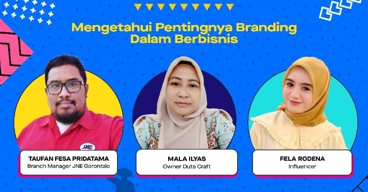 Narasumber pada webinar pentingnya branding dalam bisnis yang diselenggarakan oleh JNE Gorontalo, Senin (3/10/2022) (istimewa)
