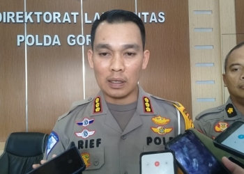 Dir Lantas Polda Gorontalo, Kombespol Arief Budiman S.I.K memberikan keterangan terkait jumlah pelanggar lalu lintas yang terekam ETLE, Rabu (12/10/2022) (muhajir/gopos)