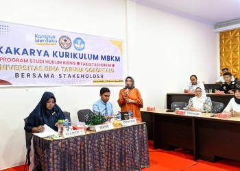 Lokakarya Kurikulum MBKM Fakultas Hukum Bisnis UNBITA Gorontalo dihadiri oleh stekholder terkait, Rabu (23/11/2022) (muhajir/gopos)