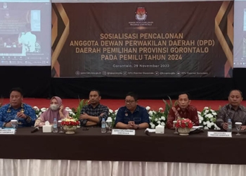 Sosialisasi pencalonan anggota DPD oleh KPU Provinsi Gorontalo di GPCC Kota Gorontalo, Selasa (29/11/2022).(hasan/gopos)