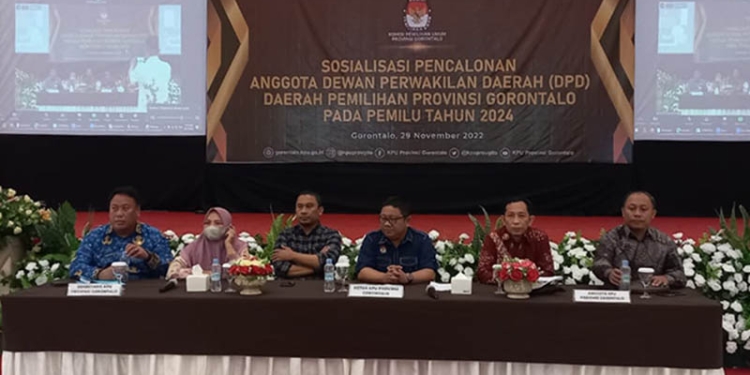 Sosialisasi pencalonan anggota DPD oleh KPU Provinsi Gorontalo di GPCC Kota Gorontalo, Selasa (29/11/2022).(hasan/gopos)