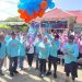 Bupati Bone Bolango Hamim Pou bersama Dinas Kesehatan dan peserta mencanangkan Hari Kesehatan Nasional Tingkat Kabupaten Bone Bolango, Sabtu (5/11/2022) (muhajir/gopos)