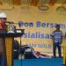 Bupati Pohuwato, Saipul Mbuinga, Memberikan Sambutan Pembukaan Jalan By-pas Akses Utama Menuju Pertambangan PT Merdeka Copper Gold, (Yusuf/Gopos)