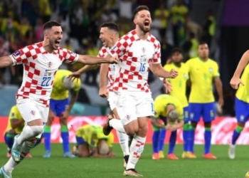 "Para pemain Kroasia merayakan kemenanan atas Brasil. ((Foto. Instagram @fifaworldcup))"