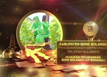 Program Hijaukan Pekarangan Bone Bolango berhasil meraih penghargaan Tim Pengendali Inflasi Daerah (TPID) terbaik se Sulawesi kategori Kabupaten Berprestasi dalam Rapat Koordinasi Nasional Pengendalian Inflasi 2021, di Hotel Sangrila, Jakarta, Rabu (14/9/2022).