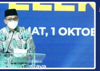 Dirjen Pajak, Suryo Utomo berpidato dalam peluncuran meterai elektronik pada Jumat (1/10/2021). [Antara/Suara.com]