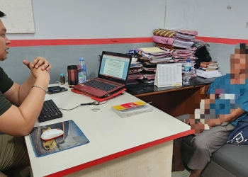 Terduga pelaku saat diperiksa penyidik satreskrim polres Gorontalo Kota, Sabtu (24/12/2022). Istimewa