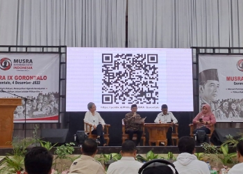 Pelaksanaan musyawarah rakyat Gorontalo yang diinisiasi oleh Relawan Pro Jokowi untuk menentukan kriteria calon Presiden dan Wakil Presiden, Ahad (4/12/2022) di Gedung Bele Li Mbui Kota Gorontalo