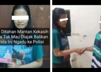 Tangkapan layar video wanita yang melaporkan mantan kekasihnya yang menahan ijazahnya karena dirinya enggan diajak balikan. (Instagram/@tkpmedan)