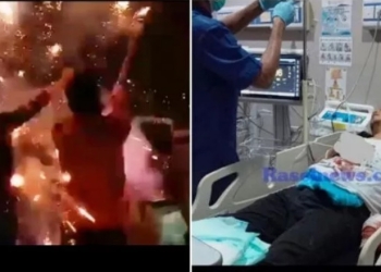 Detik-detik Wabup Kaur Herlian Muchrim terluka saat main kembang api dan dilarikan ke rumah sakit. (Ist)